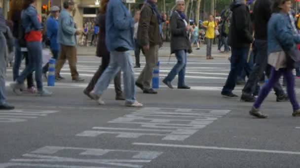 Polisi mengawasi jalanan Barcelona. — Stok Video