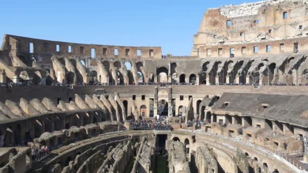 Toeristen wandelen in Colosseum — Stockvideo