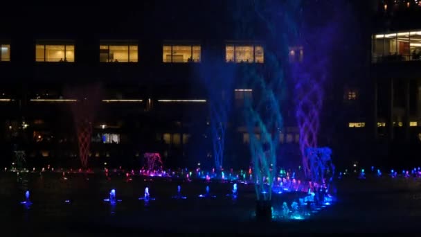 Fontana illuminata di notte — Video Stock