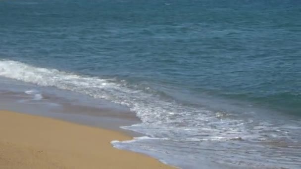Mar Mediterrâneo rolar em Sandy Beach — Vídeo de Stock