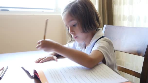 Niña haciendo la tarea — Vídeo de stock