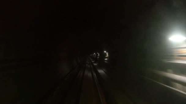 Train moving in tunnel — Stock Video