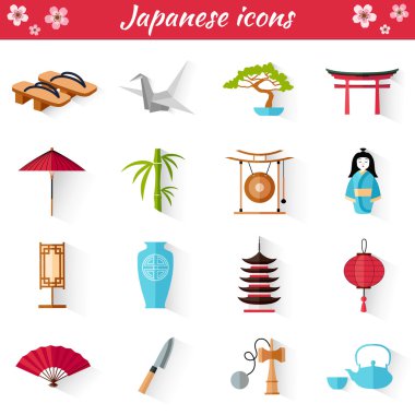 Vector icons in the Japanese style. Set of web elements.