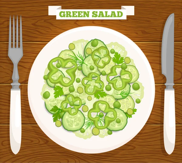 Salade vectorielle de légumes verts . — Image vectorielle