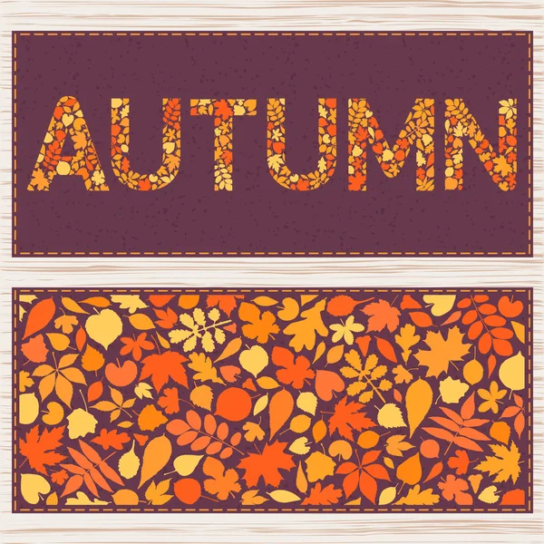 Bannière d'automne avec feuilles orange et inscription — Image vectorielle