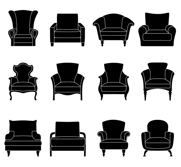 Sillones vectores silueta . — Vector de stock