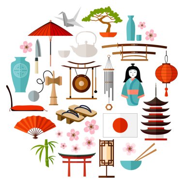 Vektör Japon simgeler.