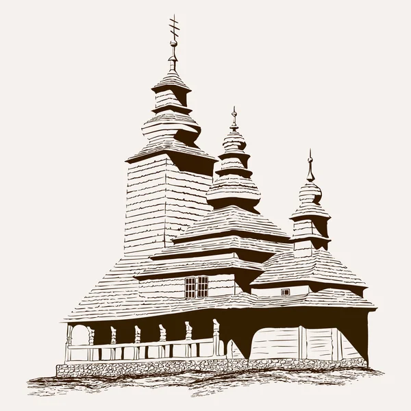 Vector wooden church silhouette. — Stock Vector