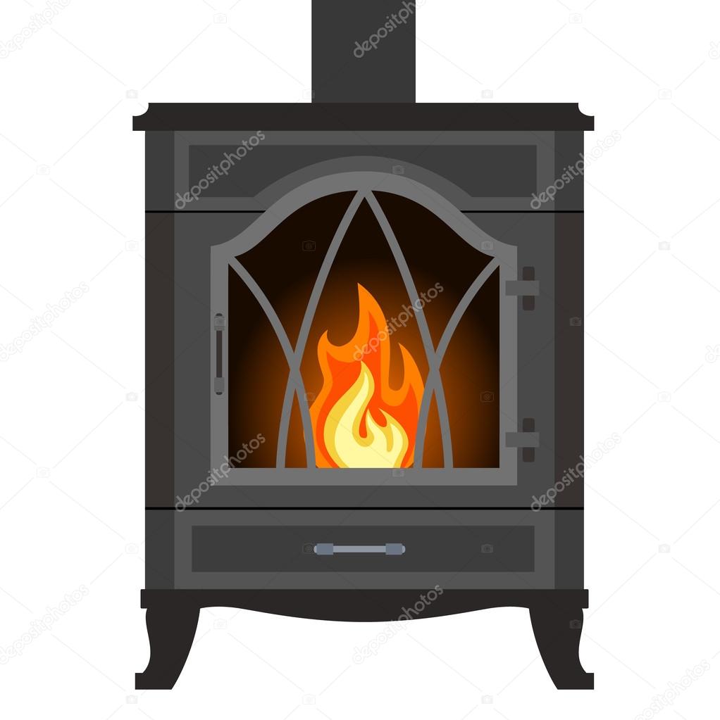 Design of the fireplace. Vector furnace or stove.