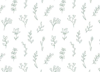 Çiçeksiz desenli bir el boyası. Bitkilerle, dallarla ve yabani çiçeklerle yazdır.