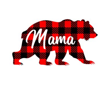 Bear silhouette with buffalo plaid pattern and the inscription mama. Mothers day vector illustration. vector Bear silhouette with buffalo plaid pattern and the inscription mama. Mothers day vector illustration. vector