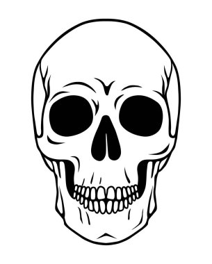 İnsan kafatası çizilmiş. Ölüm sembolü. Vektör çizimi. Ölü Kafa.