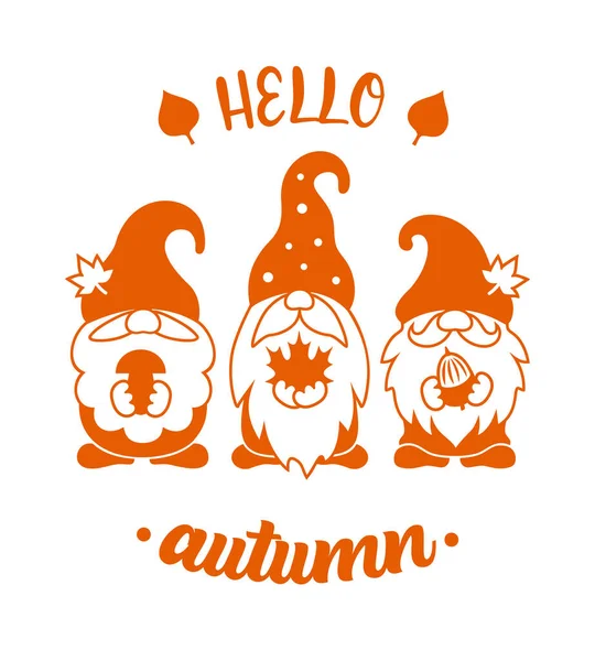 Silhouette vectorielle des gnomes d'automne. Bonjour design d'automne. Chute. — Image vectorielle