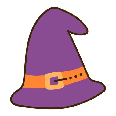 Purple witch hat. Single halloween element.