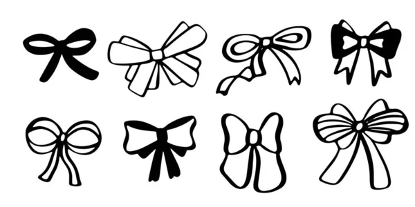 Siyah fiyonklar hazır. Elle çizilmiş yaylar.