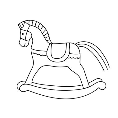 Doodle at retro çizimi. Şirin at..