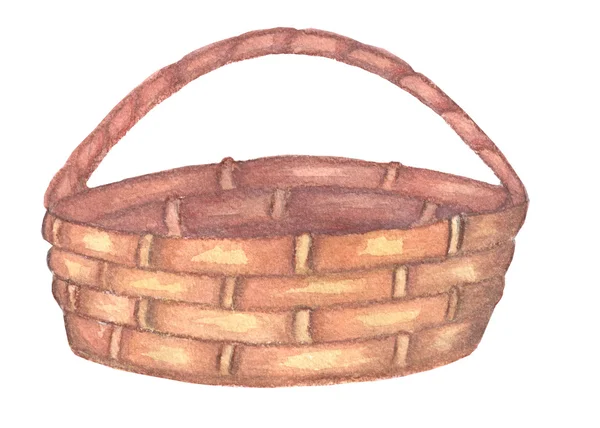 Drawing watercolor basket — Stock Photo, Image