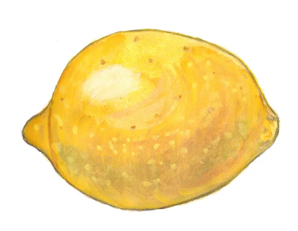 Watercolor illustration of yellow lemon — Stock Photo, Image