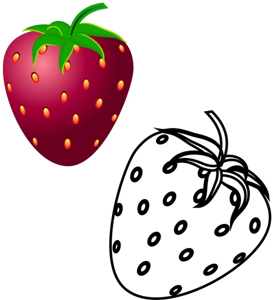 Kleurplaat Strawberry monster — Stockvector