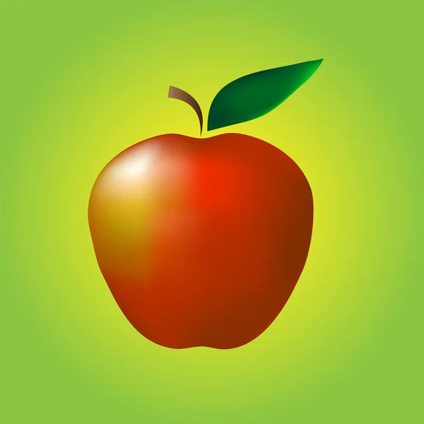 Rode appel op een geelgroene achtergrond — Stockvector