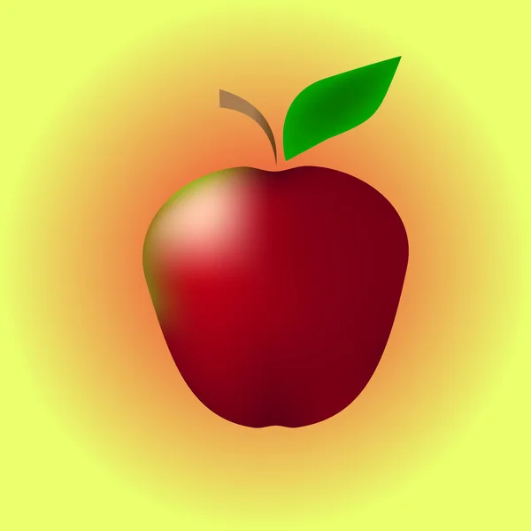 Roter Apfel auf rot-gelbem Hintergrund — Stockvektor