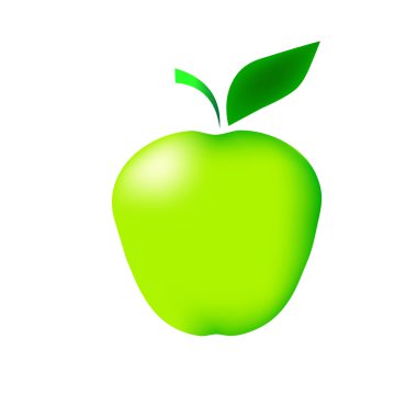 Beyaz arkaplanda yeşil elma