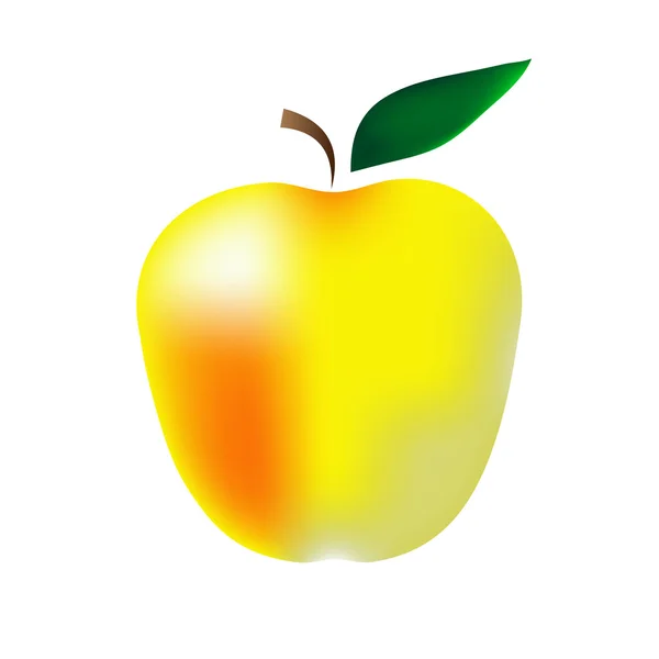 Gelber Apfel mit rotem Rouge auf weißem Hintergrund — Stockvektor