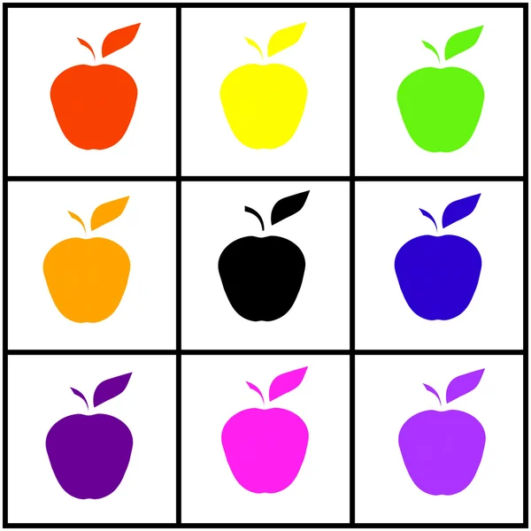 Gekleurde silhouetten van appels op een witte achtergrond — Stockvector
