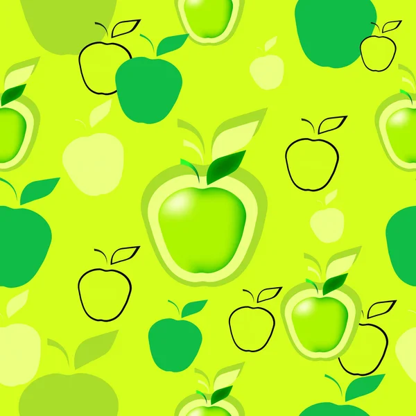 Yeşil elma siluetleri seamless modeli