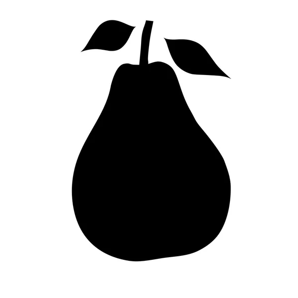 Schwarze Silhouette einer Birne auf weißem Hintergrund — Stockvektor