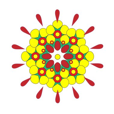 beyaz zemin üzerine sarı-kırmızı çiçek