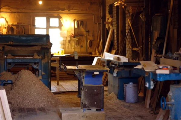 Wooden shop with sawdust — Stock Photo, Image