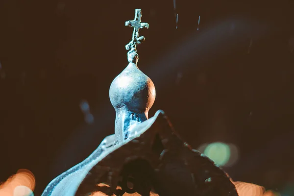 Макет Церкви Железа Купола Креста Ночь — стоковое фото