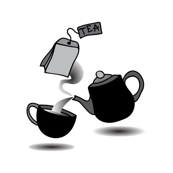Ceremonia del té, un juego de té — Vector de stock