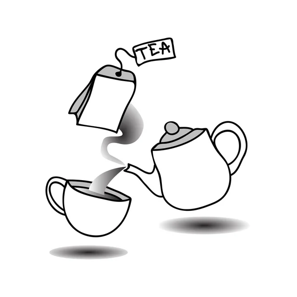 Ceremonia del té, un juego de té — Vector de stock