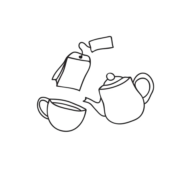 Ceremonia del té, un juego de té — Vector de stock