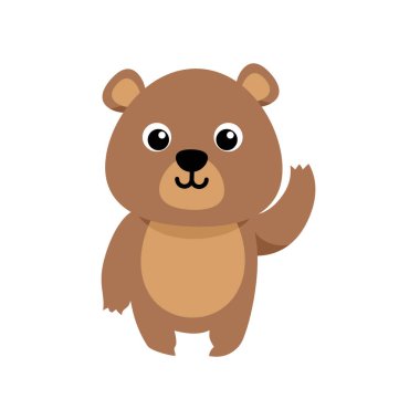 Parlak renkli çizgi film tarzında şirin kahverengi ayı çocuklar için çalışma kağıtlarını ve eğlenceli aktiviteleri öğrenmek için ideal.