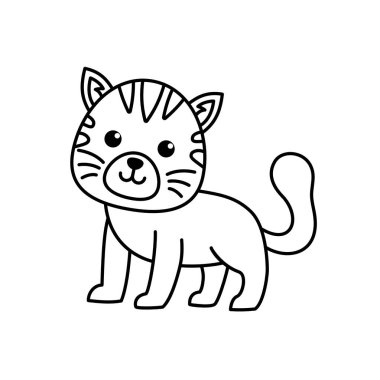 Çocuklar için basit çizilmiş kedi çizimi