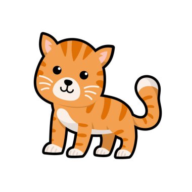 Neşeli kedi yavrusu çizgi film çizimi