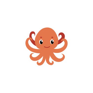 Renkli, gülen çizgi film ahtapotları gibi. Çocuk tasarımları, okyanus temaları, çıkartmalar ve kreş sanatı için ideal.