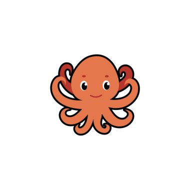 Yumuşak renklerle bembeyaz bir ahtapot çizgi filmi. Çocuk markaları, çıkartmaları ve kreş tasarımları için mükemmel.