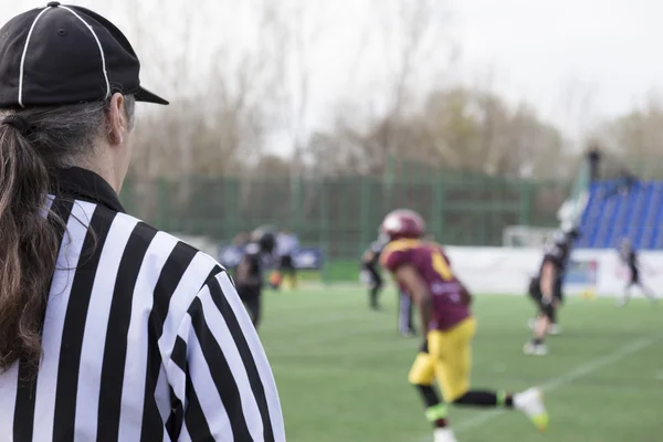 Football referee on the field — Stock Photo, Image