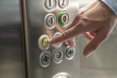 Asansörde alarm düğmesine basarak el