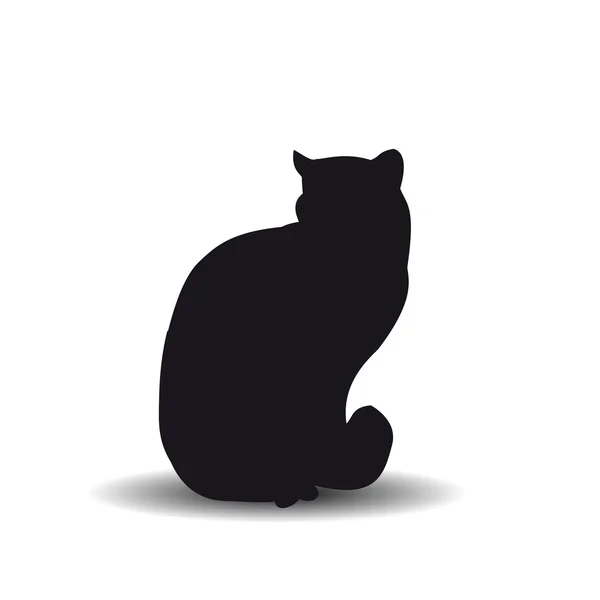 Silueta de un gato negro fondo blanco — Vector de stock