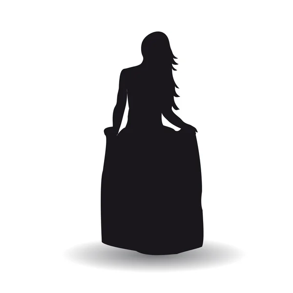 Silhouette girl lång klänning — Stock vektor