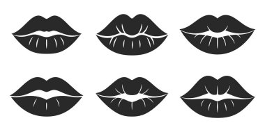 Dudaklar düz simge seti