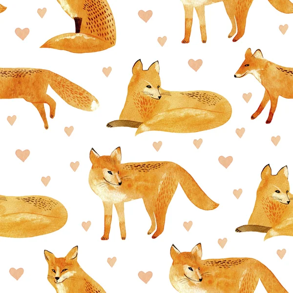 Fox et motif sans couture coeur . — Photo