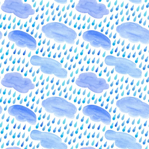 Yağmur damlaları ve bulutlar ile dikişsiz desen.
