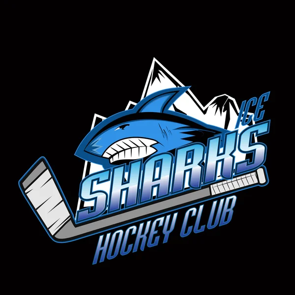 Squali hockey club logo professionale — Vettoriale Stock