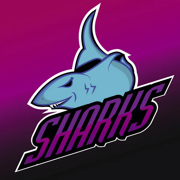 Logo requins professionnels modernes pour un club ou une équipe sportive — Image vectorielle